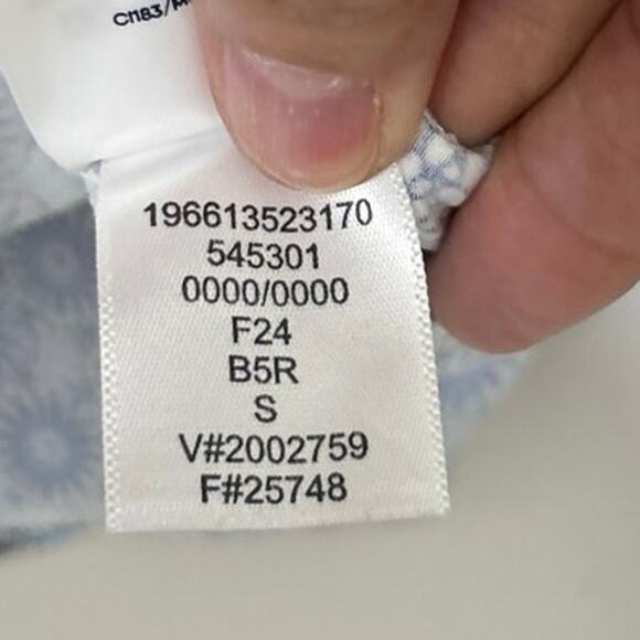 Land’s End Blue Geometric Print 1/4 Zip  Swim Shirt Rashguard UPF 50 Small - Picture 10 of 11